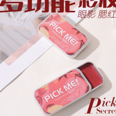 网红多用修容盘 单色胭脂膏自然气色 口红眼影腮红3合1修容盘图3