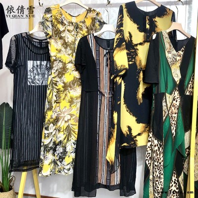 中老年特价女装批发厂家 女装真丝连衣裙服装货源中长款厂家货源