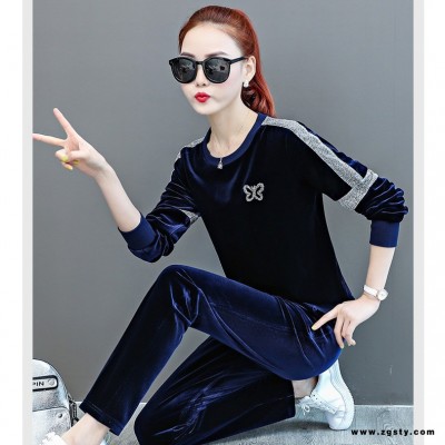 yan脂鱼秋套装中大淑女式运动女装羽绒服外套毛衣 中老年防寒服 品牌库存服装拿货渠道