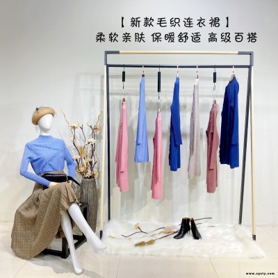 银钻毛织加厚连衣裙 打底百搭中老年妈妈装 欧美大版型黑龙江毛织连衣裙外套批发市场