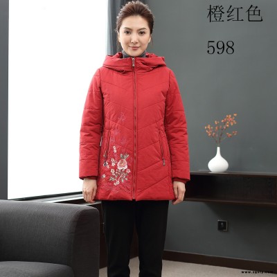 深圳撤柜女装中老年妈妈装重工刺绣棉衣外套 美迪菲棉衣 国风羽绒服 品牌库存女尾货