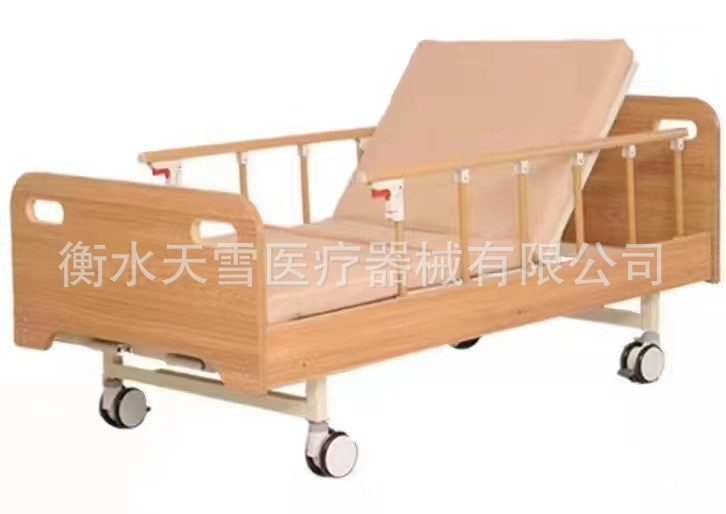 敬老院护理床 养老院手动升降单双摇护理床 瘫痪老人木质翻身床图2